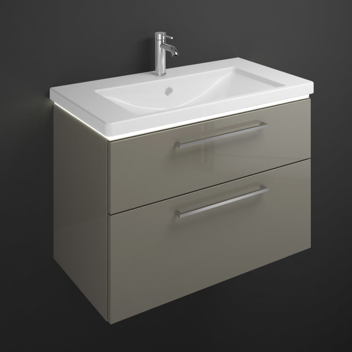 burgbad Eqio Waschtischkombination mit Keramik-Waschtisch mit LED-Beleuchtung, 93 cm, mit Stangengriff P95