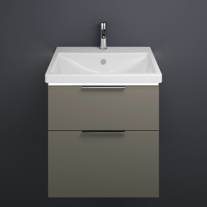 burgbad Eqio Waschtischkombination mit Keramik-Waschtisch mit LED-Beleuchtung, 63 cm, mit Griff G0146