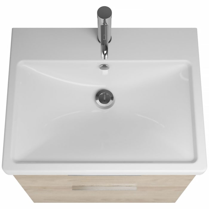 burgbad Eqio Waschtischkombination mit Keramik-Waschtisch mit LED-Beleuchtung, 63 cm, mit Griff G0146