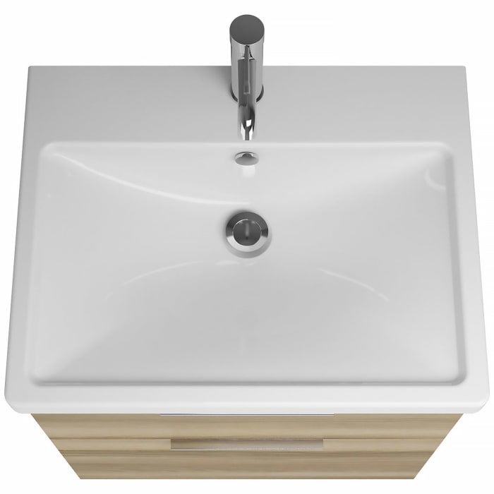 burgbad Eqio Waschtischkombination mit Keramik-Waschtisch mit LED-Beleuchtung, 63 cm, mit Griff G0146