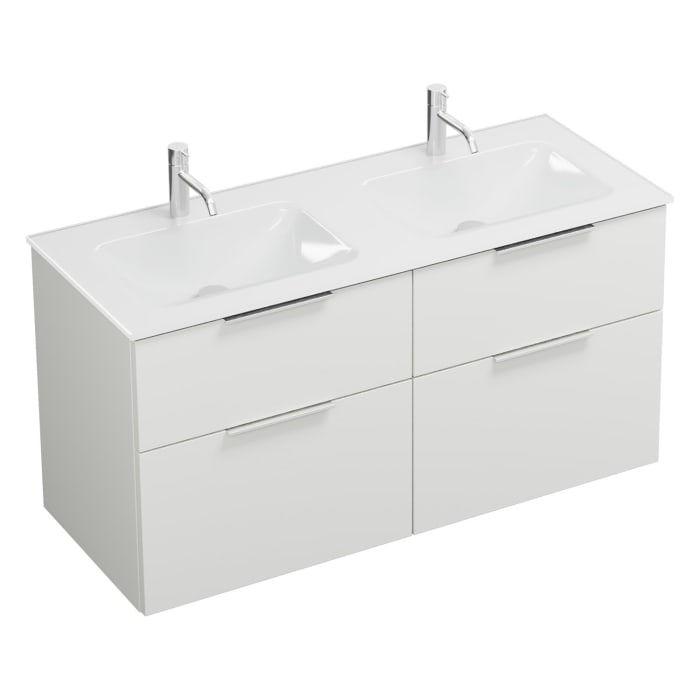 burgbad Eqio Waschtischkombination mit Glas- Doppelwaschtisch 122 cm, mit Griff G0146