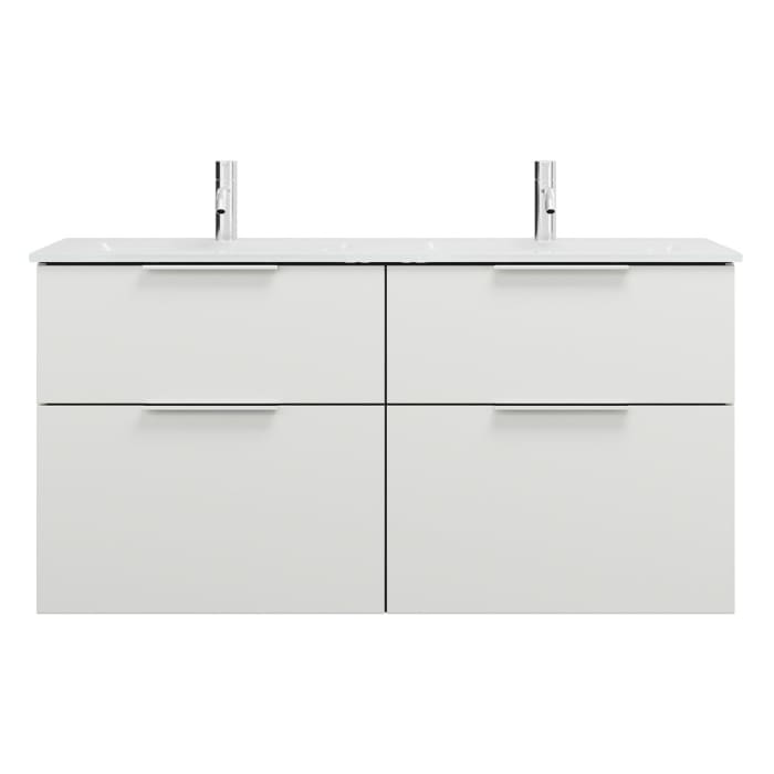 burgbad Eqio Waschtischkombination mit Glas- Doppelwaschtisch 122 cm, mit Griff G0146