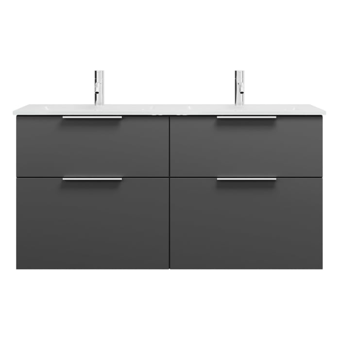 burgbad Eqio Waschtischkombination mit Glas- Doppelwaschtisch 122 cm, mit Griff G0146