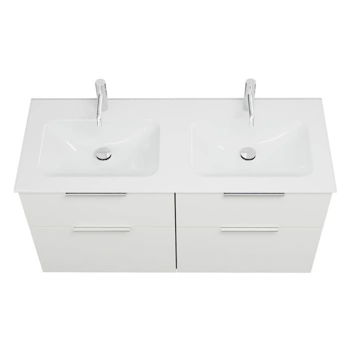 burgbad Eqio Waschtischkombination mit Glas- Doppelwaschtisch 122 cm, mit Griff G0146