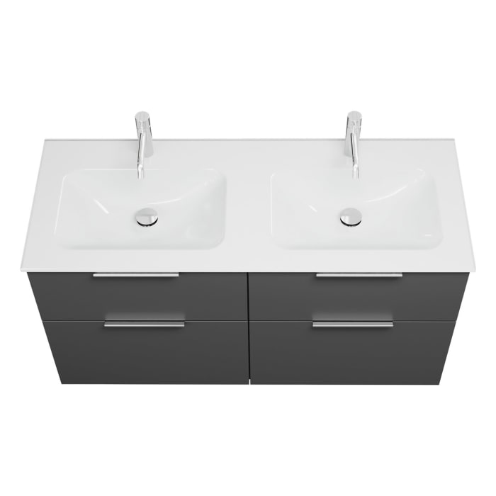 burgbad Eqio Waschtischkombination mit Glas- Doppelwaschtisch 122 cm, mit Griff G0146