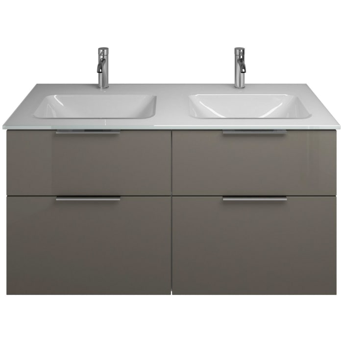 burgbad Eqio Waschtischkombination mit Glas- Doppelwaschtisch 122 cm, mit Griff G0146