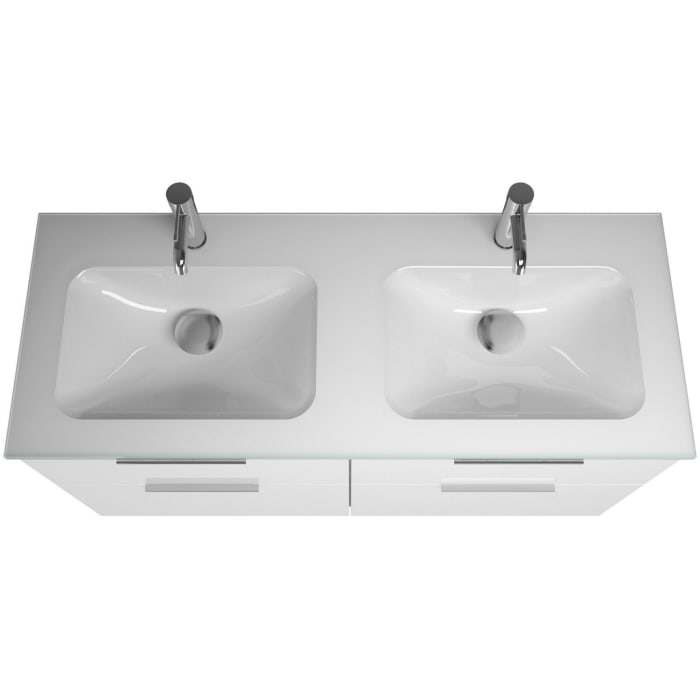 burgbad Eqio Waschtischkombination mit Glas- Doppelwaschtisch 122 cm, mit Griff G0146