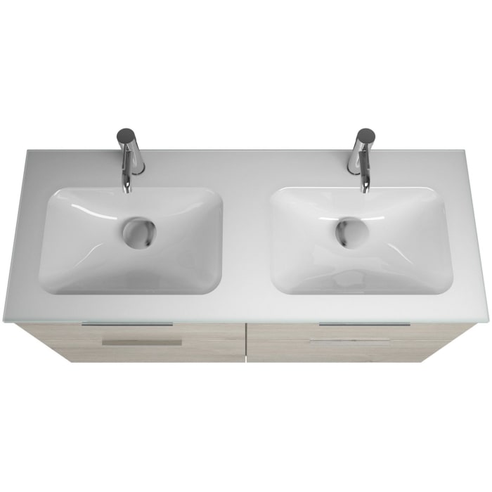 burgbad Eqio Waschtischkombination mit Glas- Doppelwaschtisch 122 cm, mit Griff G0146