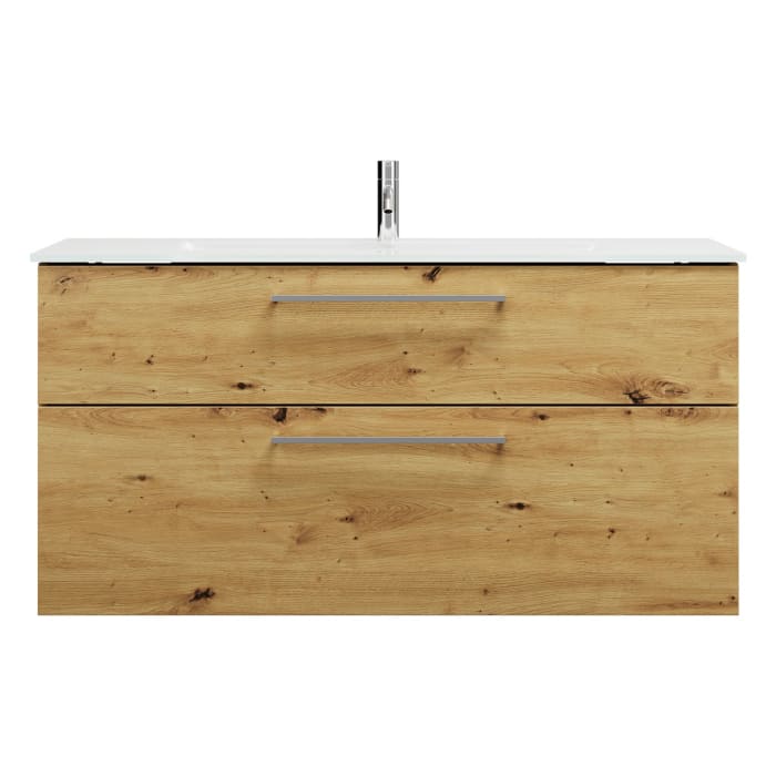 burgbad Eqio Waschtischkombination mit Glaswaschtisch 122 cm, mit Stangengriff P95