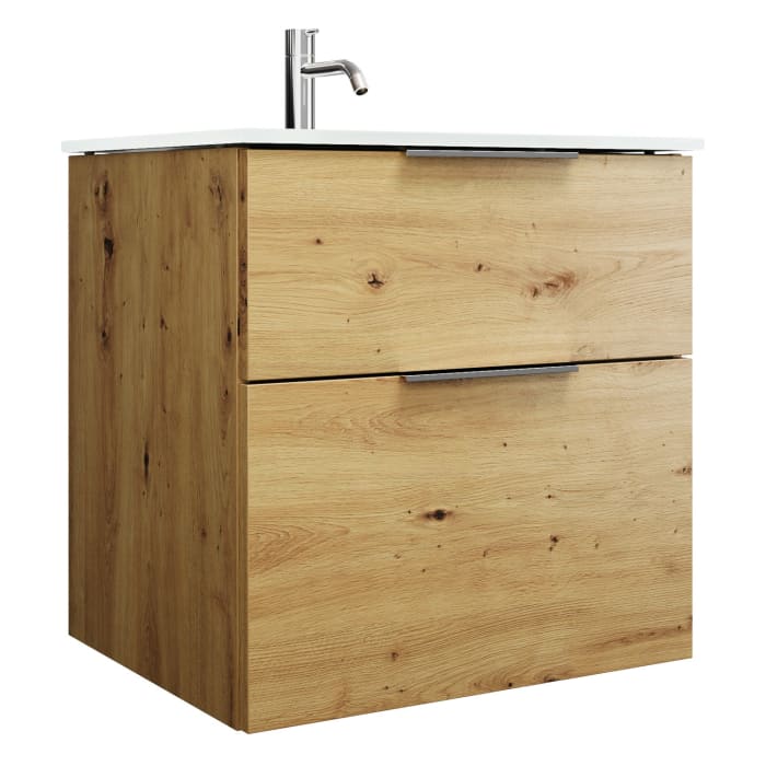 burgbad Eqio Waschtischkombination mit Glaswaschtisch 62 cm, mit Griff G0146