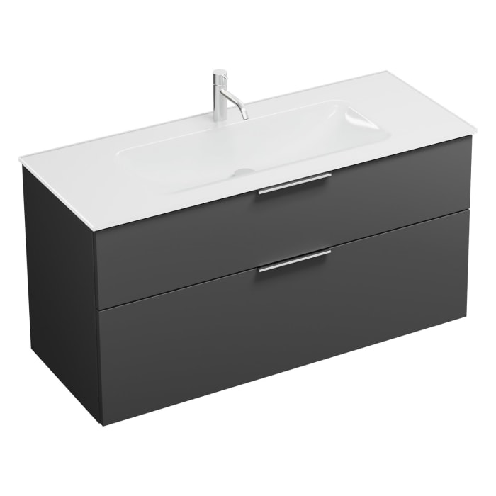 burgbad Eqio Waschtischkombination mit Glaswaschtisch 122 cm, mit Griff G0146