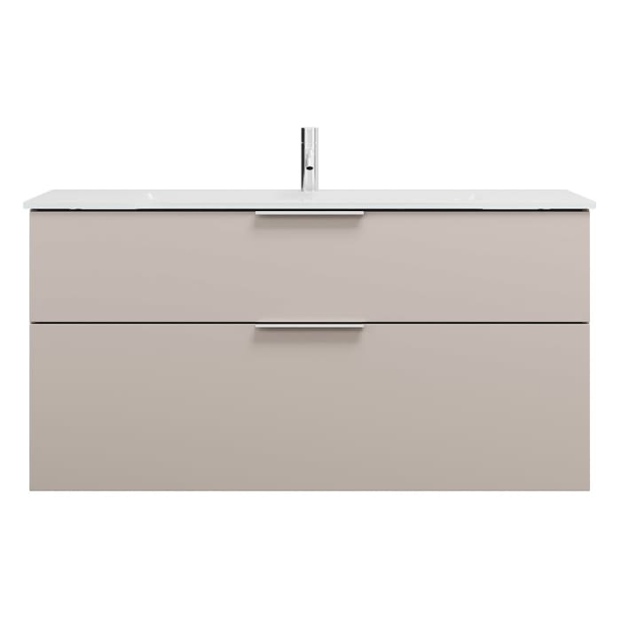 burgbad Eqio Waschtischkombination mit Glaswaschtisch 122 cm, mit Griff G0146