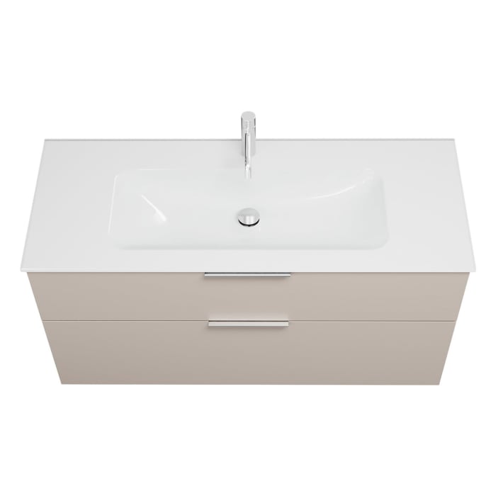 burgbad Eqio Waschtischkombination mit Glaswaschtisch 122 cm, mit Griff G0146