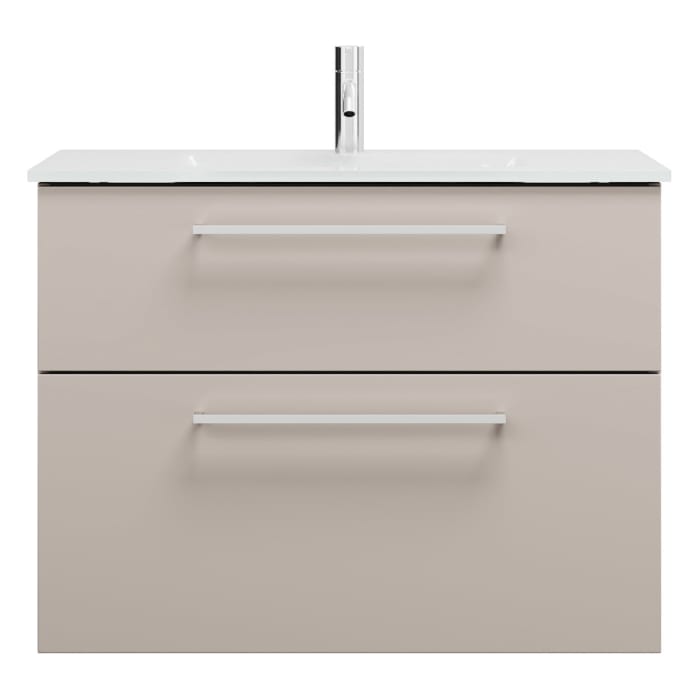 burgbad Eqio Waschtischkombination mit Glaswaschtisch 82 cm, mit Stangengriff P95