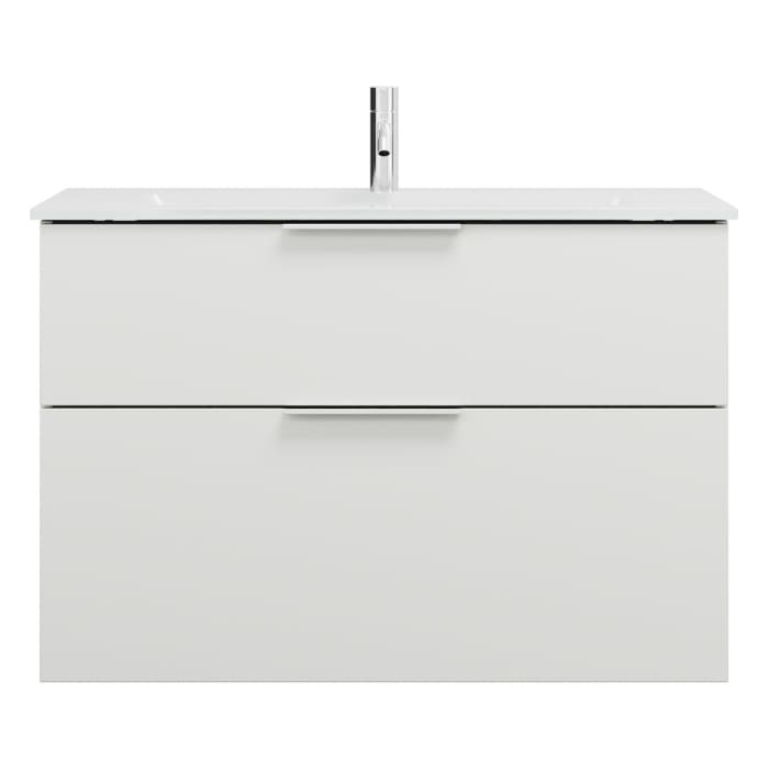 burgbad Eqio Waschtischkombination mit Glaswaschtisch 92 cm, mit Griff G0146