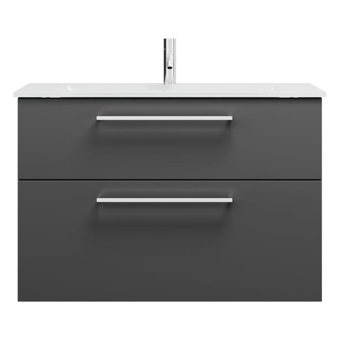 burgbad Eqio Waschtischkombination mit Glaswaschtisch 92 cm, mit Stangengriff P95