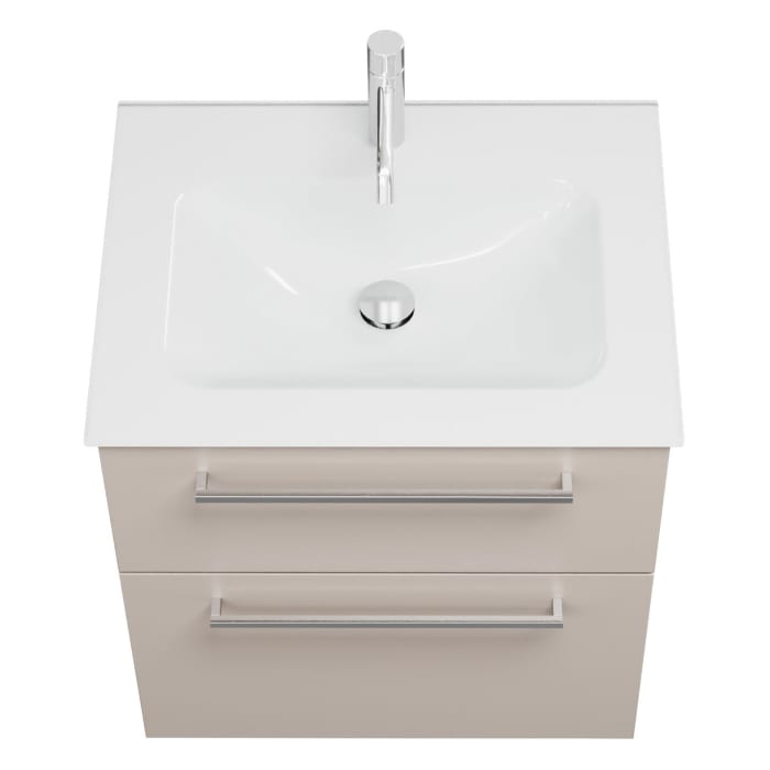 burgbad Eqio Waschtischkombination mit Glaswaschtisch 62 cm, mit Stangengriff P95