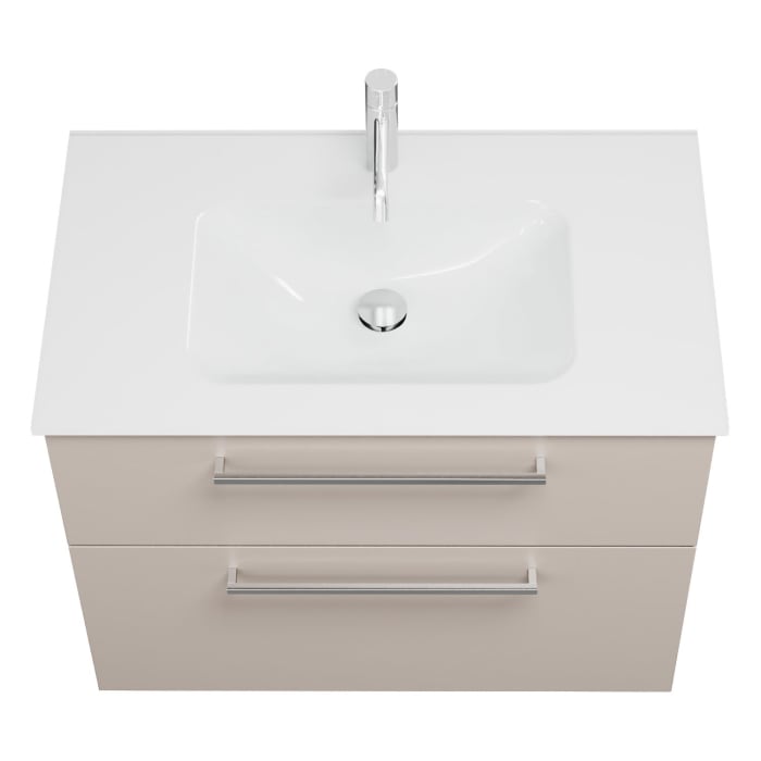 burgbad Eqio Waschtischkombination mit Glaswaschtisch 82 cm, mit Stangengriff P95