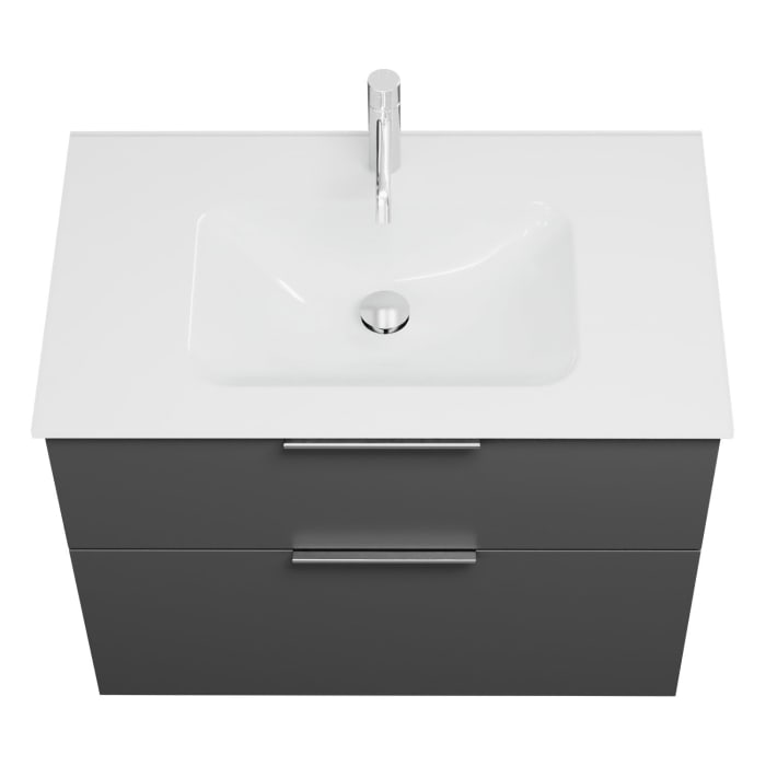 burgbad Eqio Waschtischkombination mit Glaswaschtisch 82 cm, mit Griff G0146