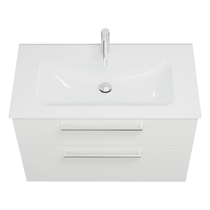 burgbad Eqio Waschtischkombination mit Glaswaschtisch 92 cm, mit Stangengriff P95