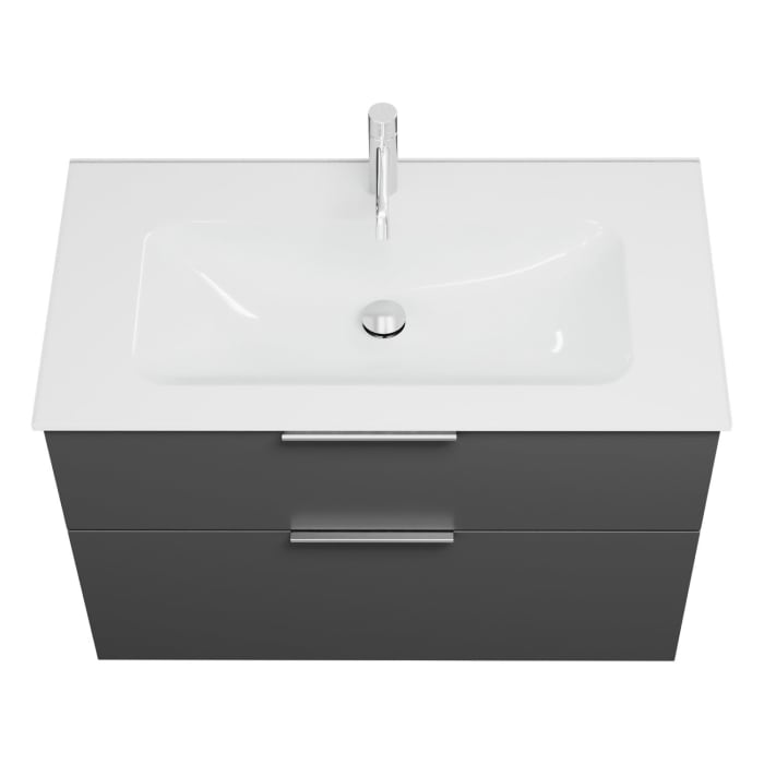 burgbad Eqio Waschtischkombination mit Glaswaschtisch 92 cm, mit Griff G0146