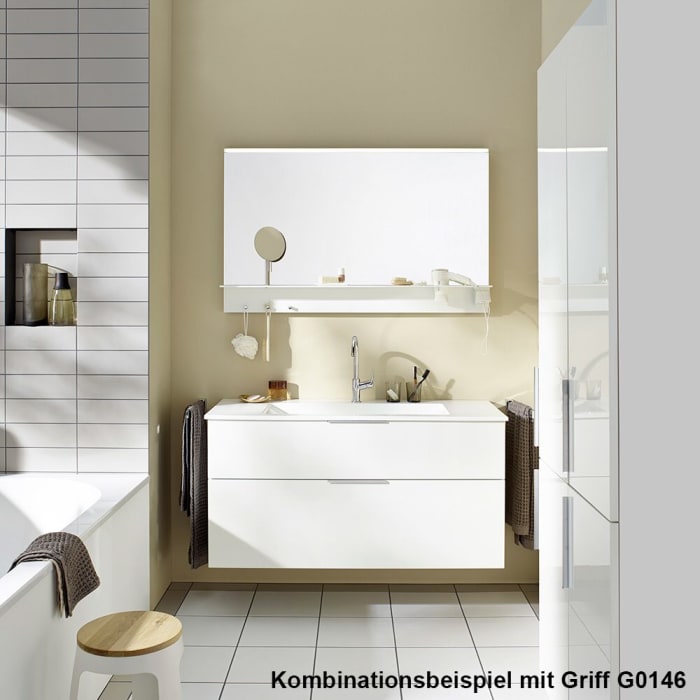 burgbad Eqio Waschtischkombination mit Glaswaschtisch 92 cm, mit Stangengriff P95