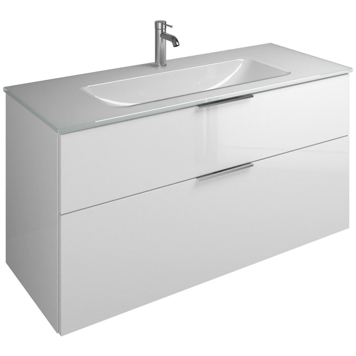 burgbad Eqio Waschtischkombination mit Glaswaschtisch 122 cm, mit Griff G0146