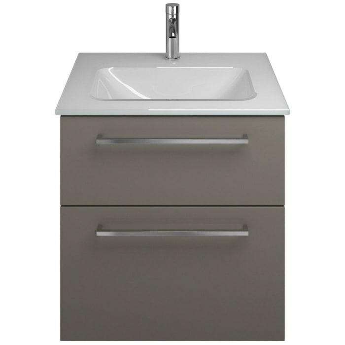 burgbad Eqio Waschtischkombination mit Glaswaschtisch 62 cm, mit Stangengriff P95