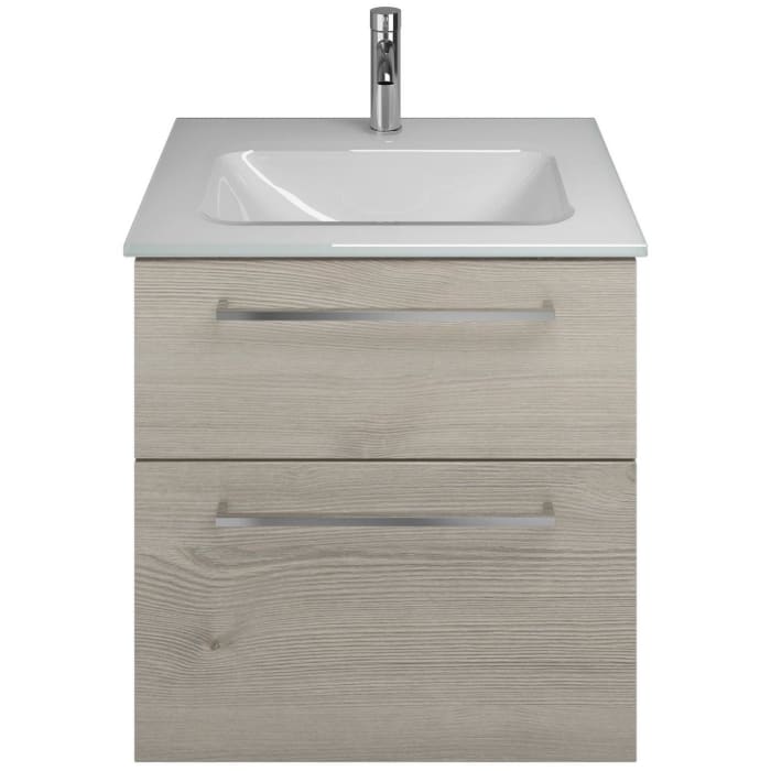 burgbad Eqio Waschtischkombination mit Glaswaschtisch 62 cm, mit Stangengriff P95