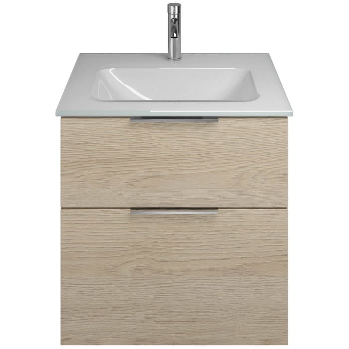 burgbad Eqio Waschtischkombination mit Glaswaschtisch 62 cm, mit Griff G0146
