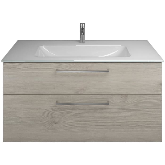 burgbad Eqio Waschtischkombination mit Glaswaschtisch 122 cm, mit Stangengriff P95