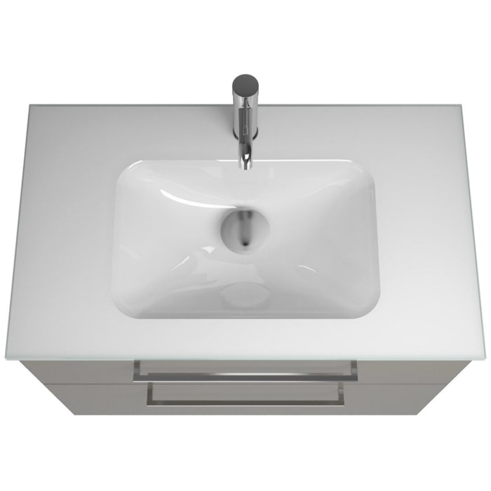 burgbad Eqio Waschtischkombination mit Glaswaschtisch 82 cm, mit Stangengriff P95