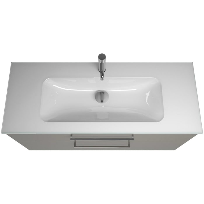 burgbad Eqio Waschtischkombination mit Glaswaschtisch 122 cm, mit Stangengriff P95