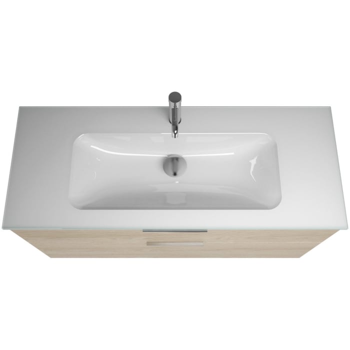 burgbad Eqio Waschtischkombination mit Glaswaschtisch 122 cm, mit Griff G0146