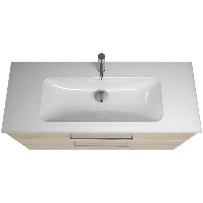 burgbad Eqio Waschtischkombination mit Glaswaschtisch 122 cm, mit Stangengriff P95