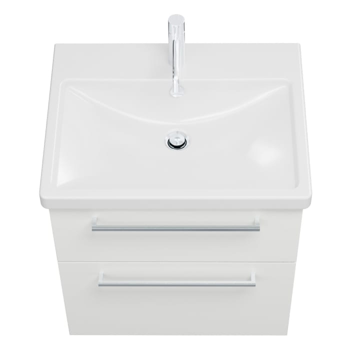 burgbad Eqio Waschtischkombination mit Keramik-Waschtisch, 63 cm, mit Stangengriff P95