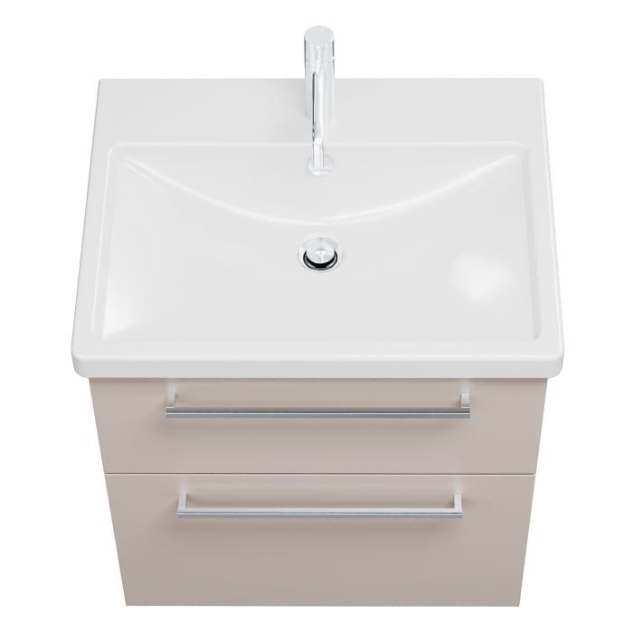 burgbad Eqio Waschtischkombination mit Keramik-Waschtisch, 63 cm, mit Stangengriff P95