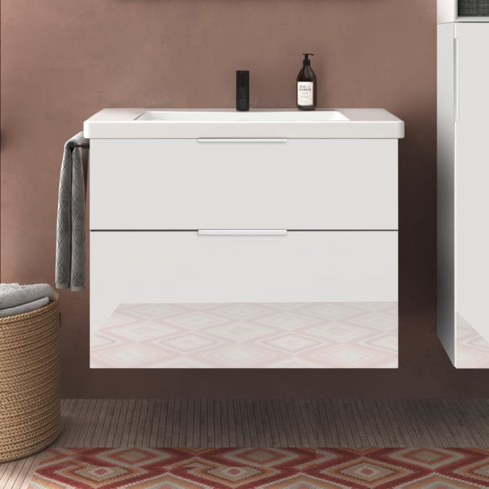 burgbad Eqio Waschtischkombination mit Keramik-Waschtisch, 83 cm, mit Griff G0146