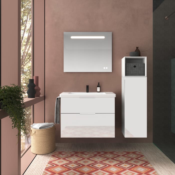 burgbad Eqio Waschtischkombination mit Keramik-Waschtisch, 83 cm, mit Griff G0146