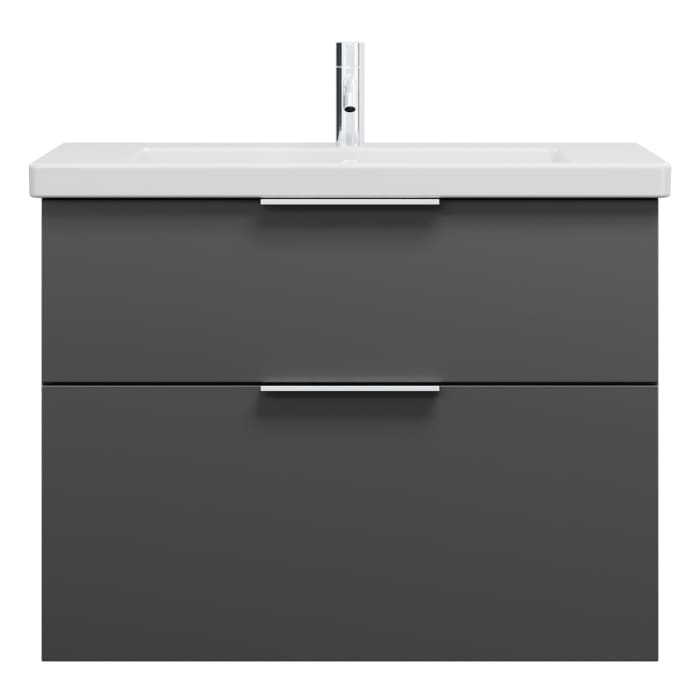 burgbad Eqio Waschtischkombination mit Keramik-Waschtisch, 83 cm, mit Griff G0146