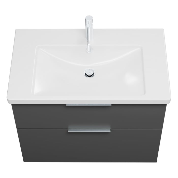 burgbad Eqio Waschtischkombination mit Keramik-Waschtisch, 83 cm, mit Griff G0146