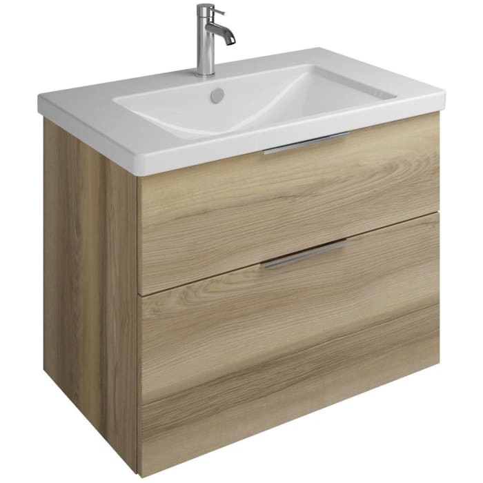 burgbad Eqio Waschtischkombination mit Keramik-Waschtisch, 83 cm, mit Griff G0146