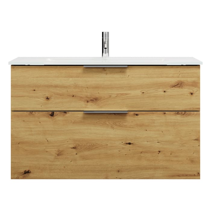 burgbad Eqio Waschtischkombination mit Glaswaschtisch 102 cm, mit Griff G0146