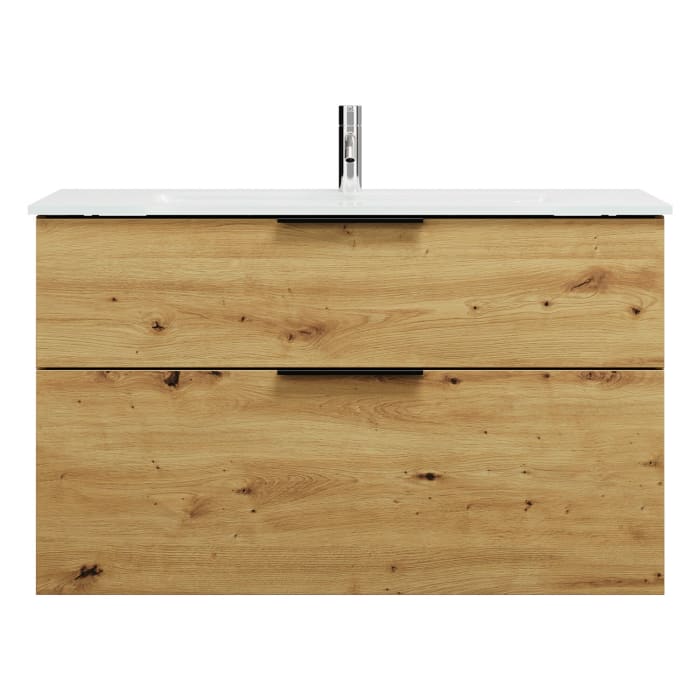 burgbad Eqio Waschtischkombination mit Glaswaschtisch 102 cm, mit Griff G0200