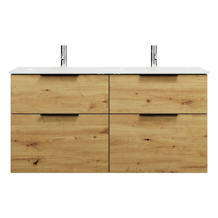 burgbad Eqio Waschtischkombination mit Glas- Doppelwaschtisch 122 cm, mit Griff G0200