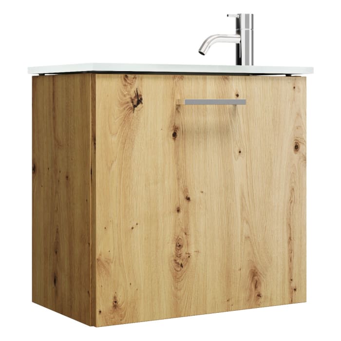 burgbad Eqio Waschtischkombination mit Glaswaschtisch 52 cm, mit Stangengriff P95