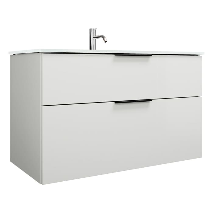 burgbad Eqio Waschtischkombination mit Glaswaschtisch 102 cm, mit Griff G0200