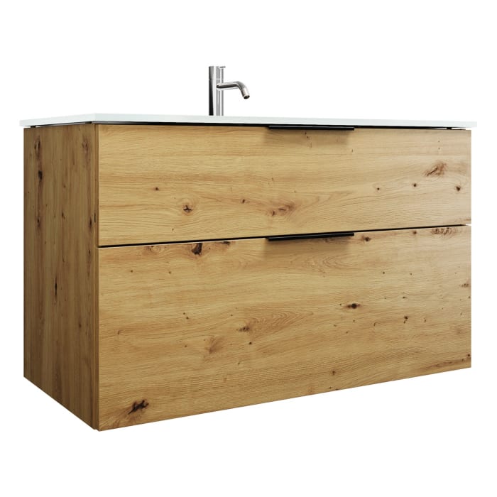 burgbad Eqio Waschtischkombination mit Glaswaschtisch 102 cm, mit Griff G0200