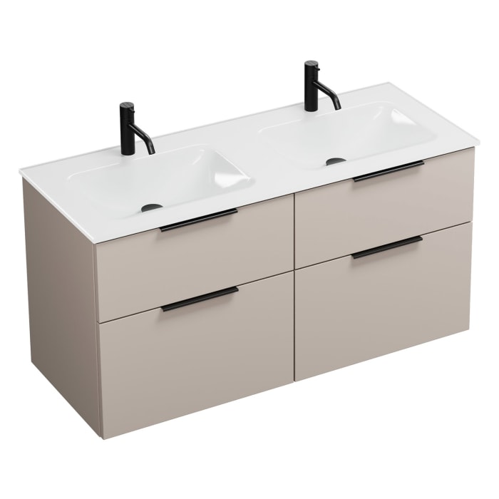 burgbad Eqio Waschtischkombination mit Glas- Doppelwaschtisch 122 cm, mit Griff G0200