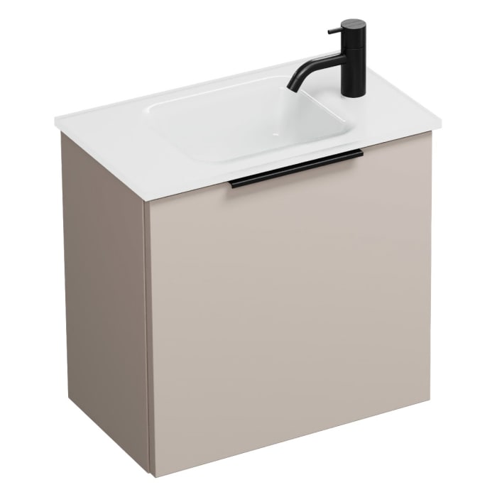 burgbad Eqio Waschtischkombination mit Glaswaschtisch 52 cm, mit Griff G0200